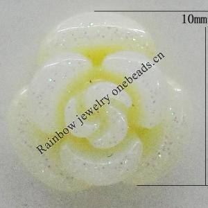 Resin Cabochons, No Hole Headwear & Costume Accessory, Flower 10mm, Sold by Bag