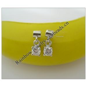 Sterling Silver Earrings platina plating with Zircon, 10x4mm, Sold by PC