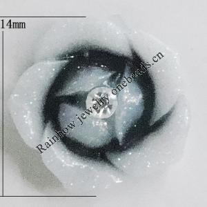 Resin Cabochons, No Hole Headwear & Costume Accessory, Flower with Acrylic Zircon 14mm, Sold by Bag