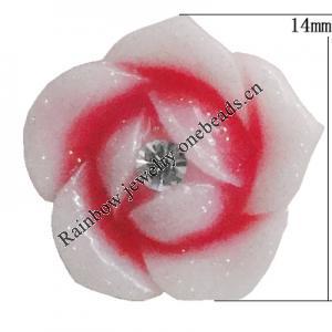 Resin Cabochons, No Hole Headwear & Costume Accessory, Flower with Acrylic Zircon 14mm, Sold by Bag