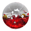 Inner Painted Acrylic Beads, Flat Round 34mm Hole:2.5mm, Sold by Bag