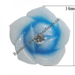 Resin Cabochons, No Hole Headwear & Costume Accessory, Flower with Acrylic Zircon 14mm, Sold by Bag