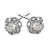 Sterling Silver Earrings platina plating with Zircon, 6.6x6.6mm, Sold by PC