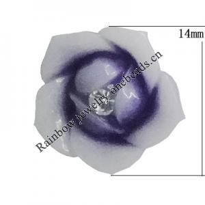 Resin Cabochons, No Hole Headwear & Costume Accessory, Flower with Acrylic Zircon 14mm, Sold by Bag