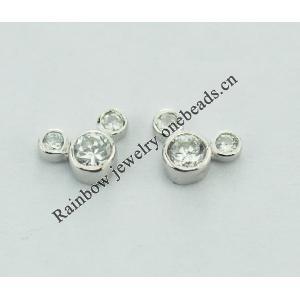 Sterling Silver Earrings platina plating with Zircon, 9x7mm, Sold by PC