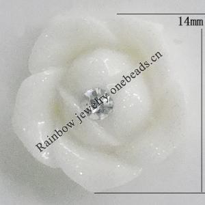 Resin Cabochons, No Hole Headwear & Costume Accessory, Flower with Acrylic Zircon 14mm, Sold by Bag