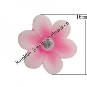 Resin Cabochons, No Hole Headwear & Costume Accessory, Flower with Acrylic Zircon 16mm, Sold by Bag