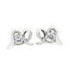 Sterling Silver Earrings platina plating with Zircon, 11x8mm, Sold by PC