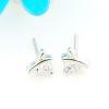 Sterling Silver Earrings platina plating with Zircon, 6x5mm, Sold by PC