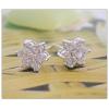 Sterling Silver Earrings platina plating with Zircon, 8.63x7.95mm, Sold by PC
