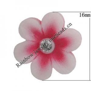 Resin Cabochons, No Hole Headwear & Costume Accessory, Flower with Acrylic Zircon 16mm, Sold by Bag