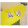 Sterling Silver Earrings platina plating with Zircon, 7.67x5.99mm, Sold by PC