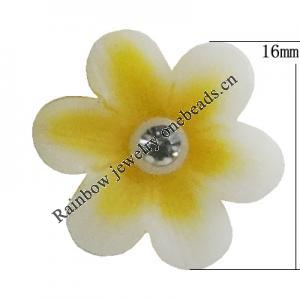 Resin Cabochons, No Hole Headwear & Costume Accessory, Flower with Acrylic Zircon 16mm, Sold by Bag