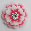 Resin Cabochons, No Hole Headwear & Costume Accessory, Flower with Acrylic Zircon 16mm, Sold by Bag