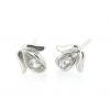 Sterling Silver Earrings platina plating with Zircon, 7x5.5mm, Sold by PC