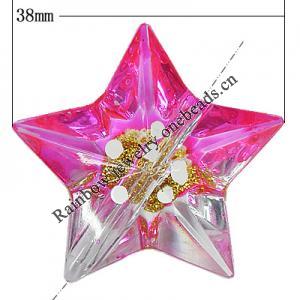 Inner Painted Acrylic Beads, Star 38mm Hole:3.5mm, Sold by Bag