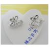 Sterling Silver Earrings platina plating with Zircon, 8x6mm, Sold by PC