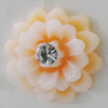 Resin Cabochons, No Hole Headwear & Costume Accessory, Flower with Acrylic Zircon 16mm, Sold by Bag