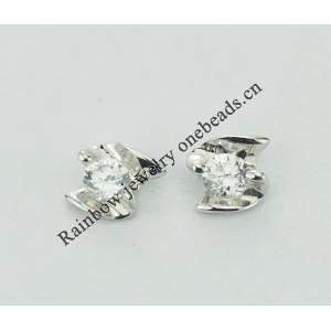 Sterling Silver Earrings platina plating with Zircon, 11x8mm, Sold by PC