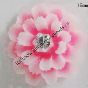 Resin Cabochons, No Hole Headwear & Costume Accessory, Flower with Acrylic Zircon 16mm, Sold by Bag