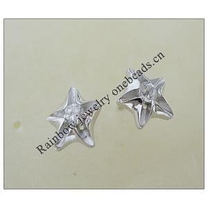 Sterling Silver Earrings platina plating with Zircon, 7x6mm, Sold by PC