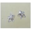 Sterling Silver Earrings platina plating with Zircon, 7x6mm, Sold by PC