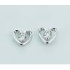 Sterling Silver Earrings platina plating with Zircon, 5x5mm, Sold by PC