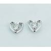 Sterling Silver Earrings platina plating with Zircon, 5x5mm, Sold by PC