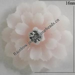 Resin Cabochons, No Hole Headwear & Costume Accessory, Flower with Acrylic Zircon 16mm, Sold by Bag