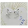Sterling Silver Earrings platina plating with Zircon, 8x4mm, Sold by PC