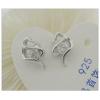 Sterling Silver Earrings platina plating with Zircon, 8x5mm, Sold by PC