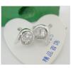 Sterling Silver Earrings platina plating with Zircon, 7.5x6mm, Sold by PC