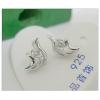 Sterling Silver Earrings platina plating with Zircon, 8x3.5mm, Sold by PC