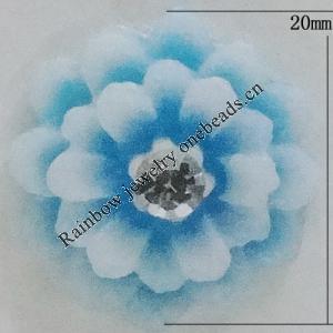 Resin Cabochons, No Hole Headwear & Costume Accessory, Flower with Acrylic Zircon 20mm, Sold by Bag