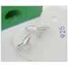 Sterling Silver Earrings platina plating with Zircon, 9.3x4.5mm, Sold by PC