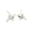 Sterling Silver Earrings platina plating with Zircon, 7.3x5mm, Sold by PC