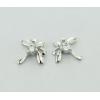 Sterling Silver Earrings platina plating with Zircon, 11x10mm, Sold by PC