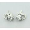 Sterling Silver Earrings platina plating with Zircon, 8x7mm, Sold by PC