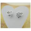 Sterling Silver Earrings platina plating with Zircon, 7x6.5mm, Sold by PC