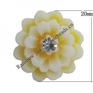 Resin Cabochons, No Hole Headwear & Costume Accessory, Flower with Acrylic Zircon 20mm, Sold by Bag