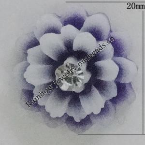 Resin Cabochons, No Hole Headwear & Costume Accessory, Flower with Acrylic Zircon 20mm, Sold by Bag