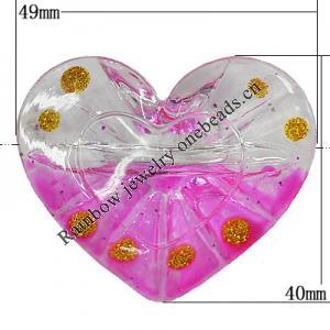 Inner Painted Acrylic Beads, Heat 49x40mm Hole:3.5mm, Sold by Bag
