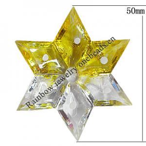 Inner Painted Acrylic Beads, Star 50mm Hole:6mm, Sold by Bag