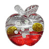 Inner Painted Acrylic Beads, Apple 33x29mm Hole:3mm, Sold by Bag