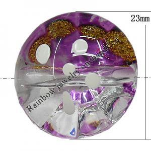 Inner Painted Acrylic Beads, Flat Round 23mm Hole:1.5mm, Sold by Bag