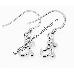 Sterling Silver Earrings platina plating, 22x7mm, Sold by Pair