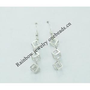 Sterling Silver Earrings platina plating, 40x6.5mm, Sold by Pair