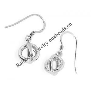 Sterling Silver Earrings platina plating, 24x9mm, Sold by Pair