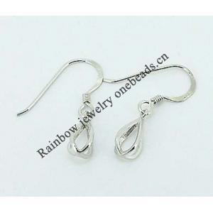 Sterling Silver Earrings platina plating, 24x5mm, Sold by Pair