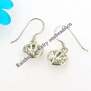 Sterling Silver Earrings platina plating, 24x10mm, Sold by Pair